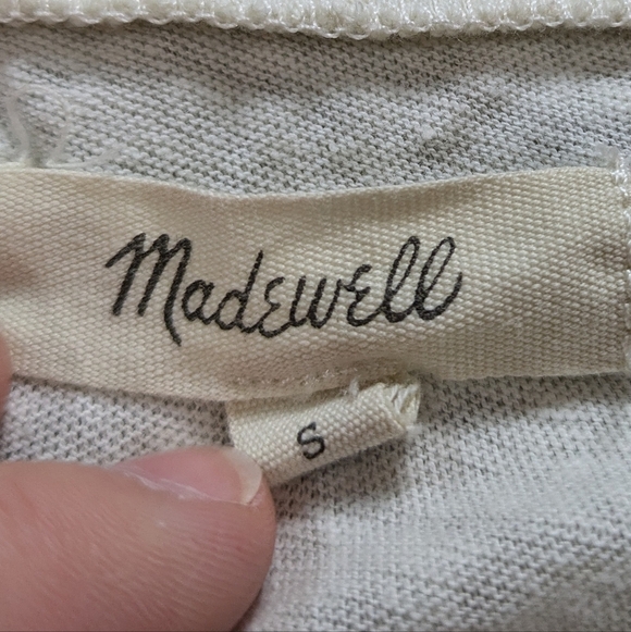 ✨3/$15 Madewell white red pink floral cotton side tie tshirt S - Picture 9 of 10